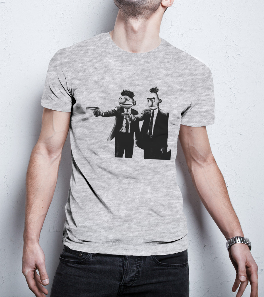 Pulp Fiction Style Characters On Yellow T-Shirt