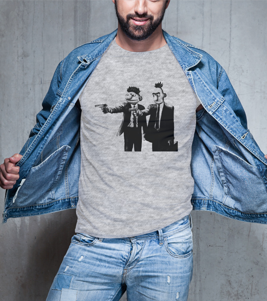 Pulp Fiction Style Characters On Yellow T-Shirt