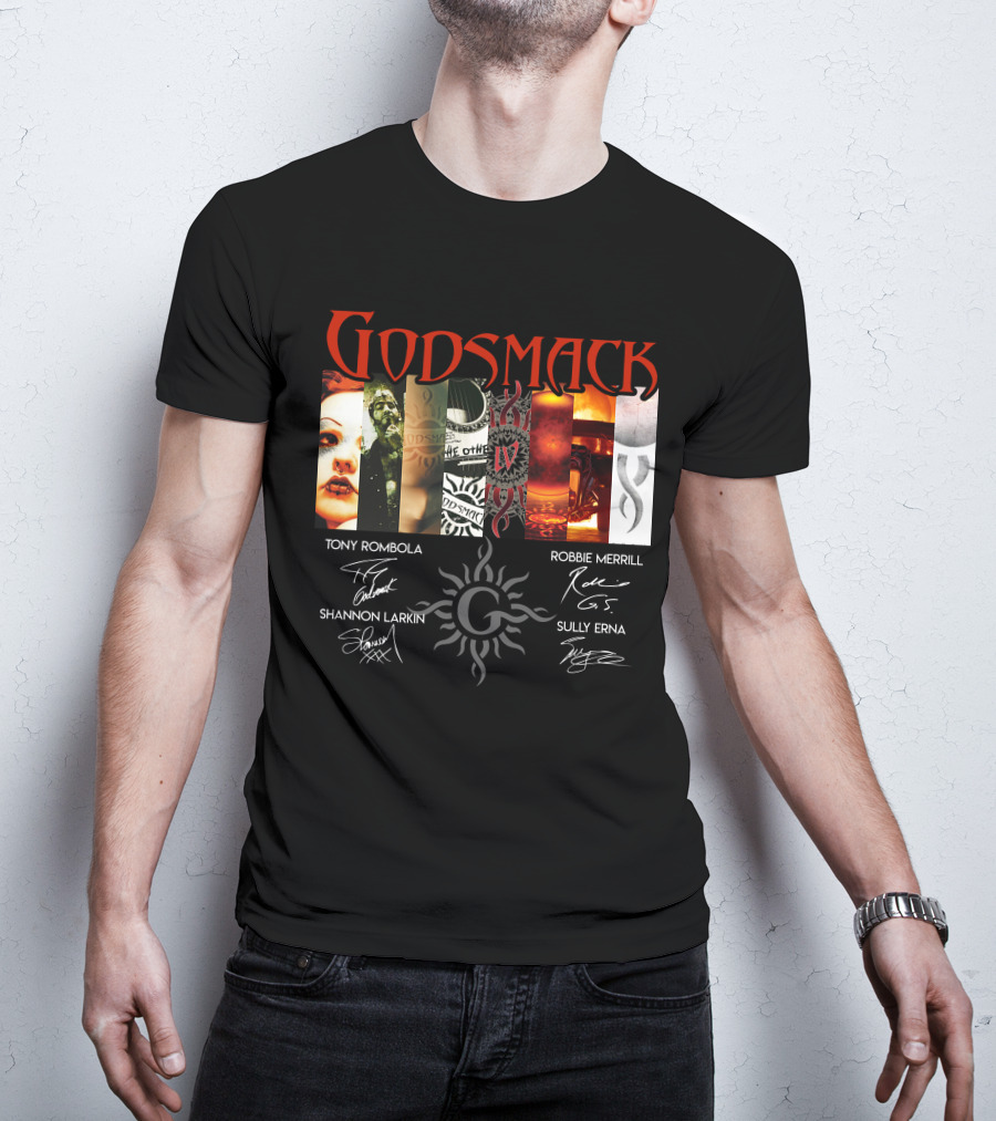 Godsmack Iv Tony Rombola Robbie Merrill Shannon Larkin Sully Erna Signatures T-Shirt