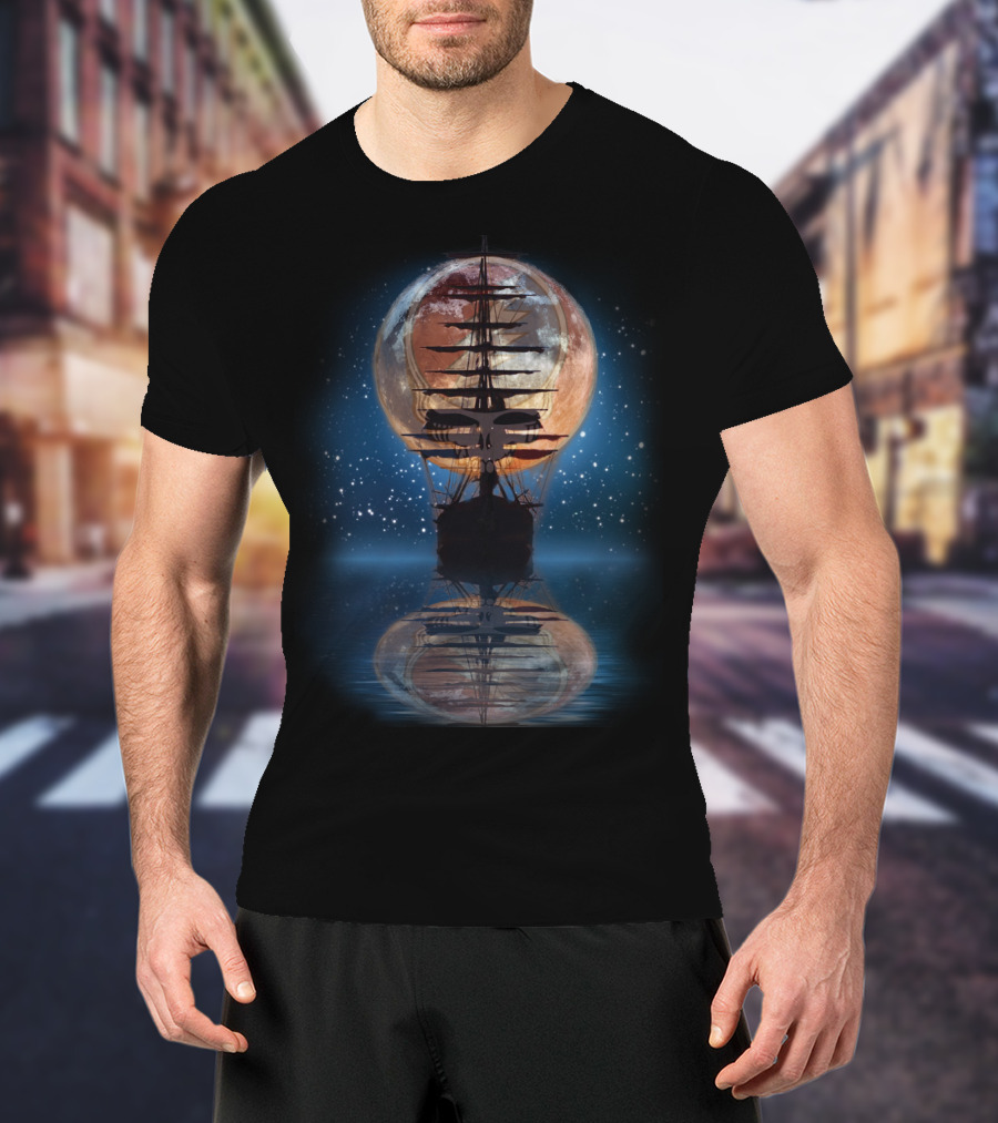 GD ShipofFools Skull Ship Moon Reflection T-Shirt