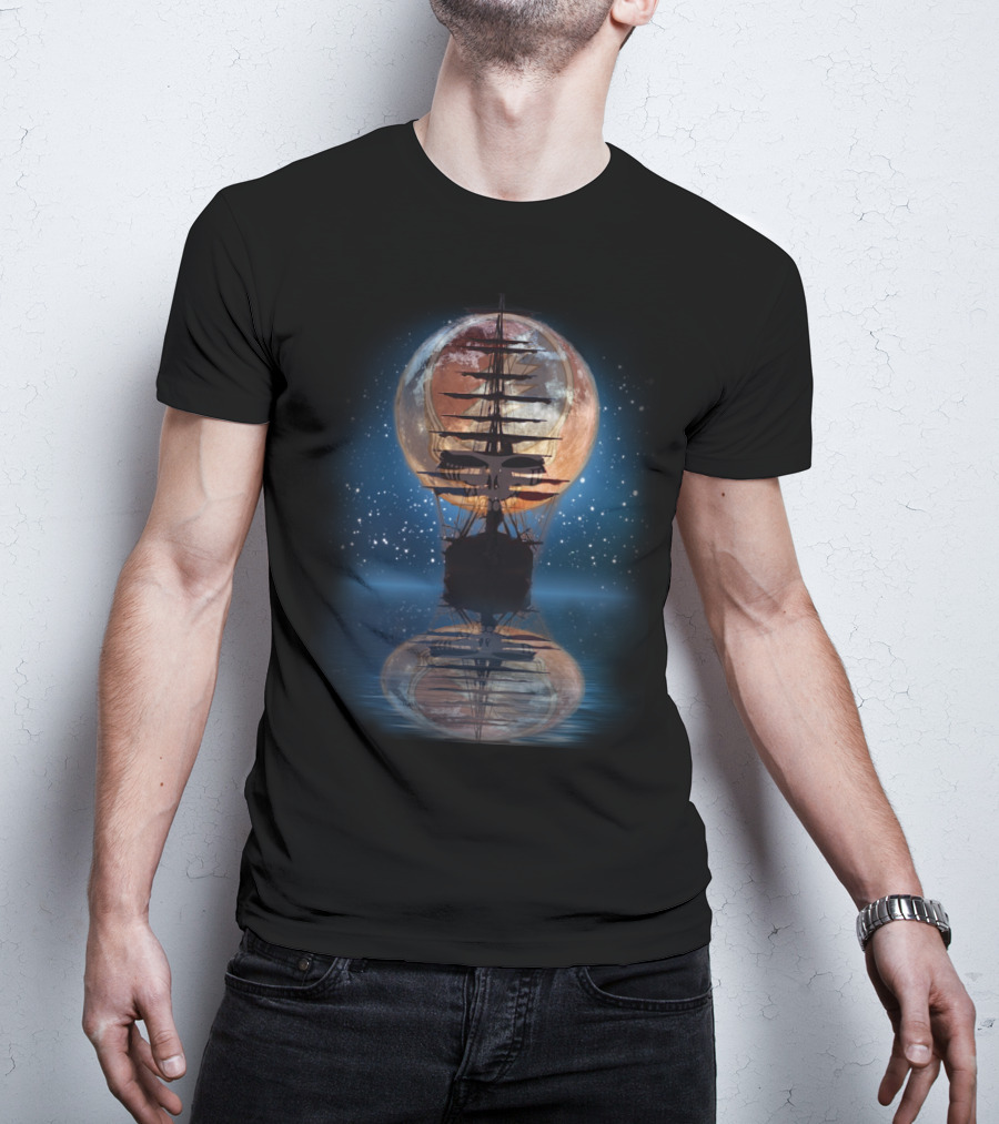 GD ShipofFools Skull Ship Moon Reflection T-Shirt