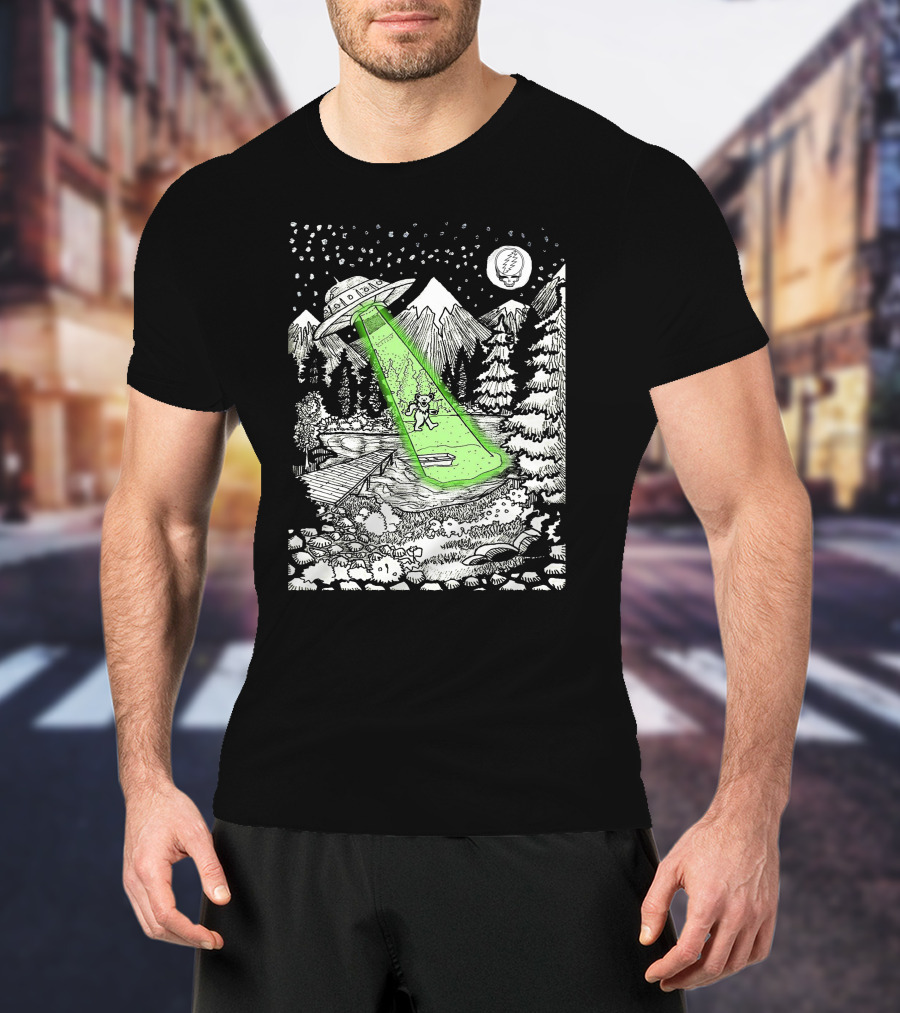 Space GD Abduction Scene With UFO And Astronaut In Forest T-Shirt