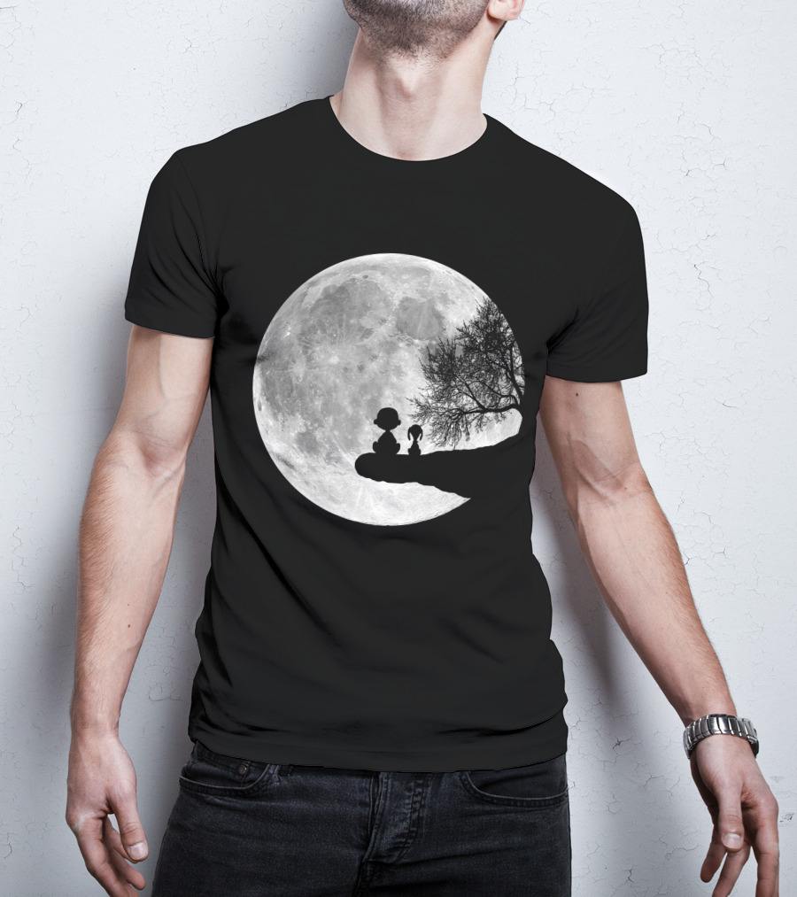 Snoopy And Charlie Moonlit Silhouette Pals On The Edge T-Shirt