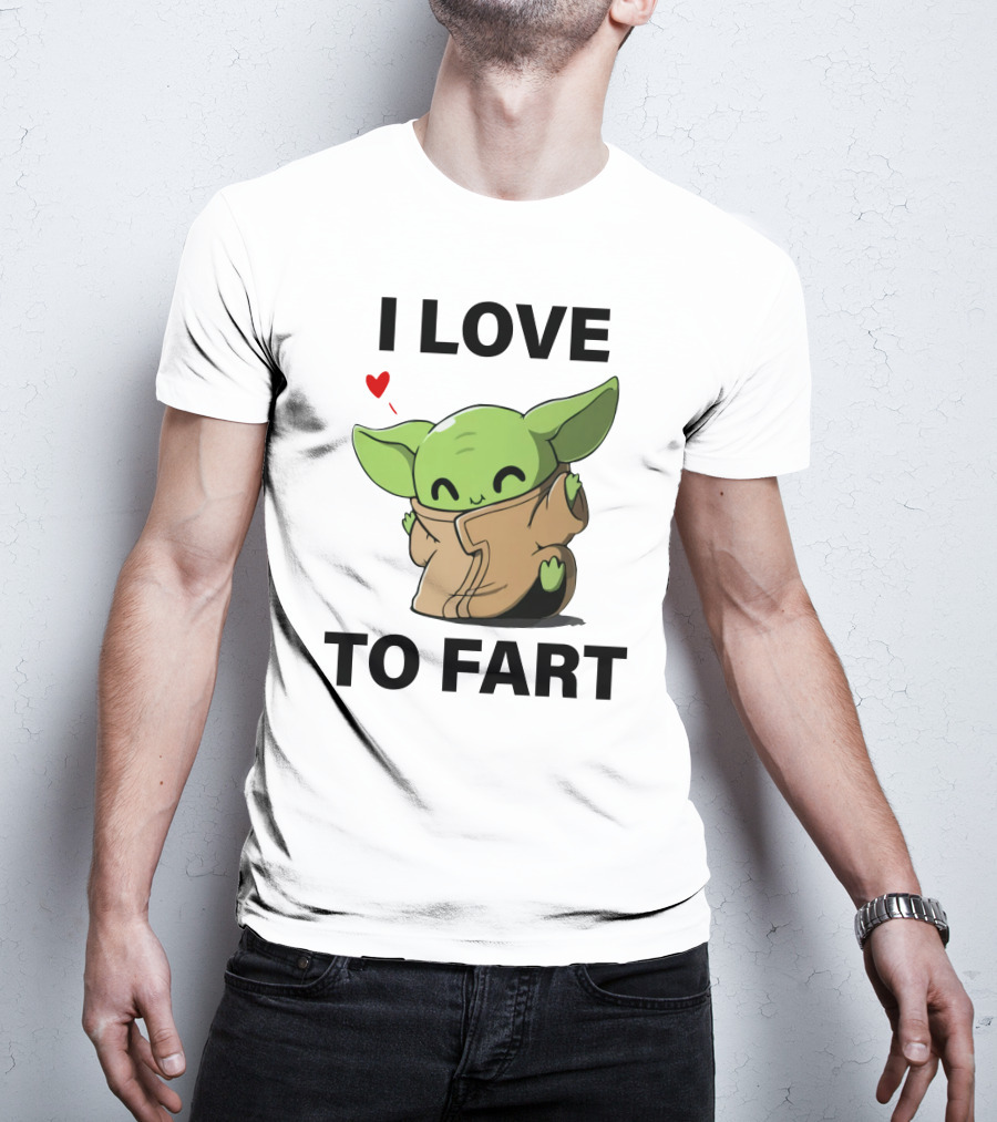 I Love To Fart Baby Yoda Green Alien With Heart T-Shirt