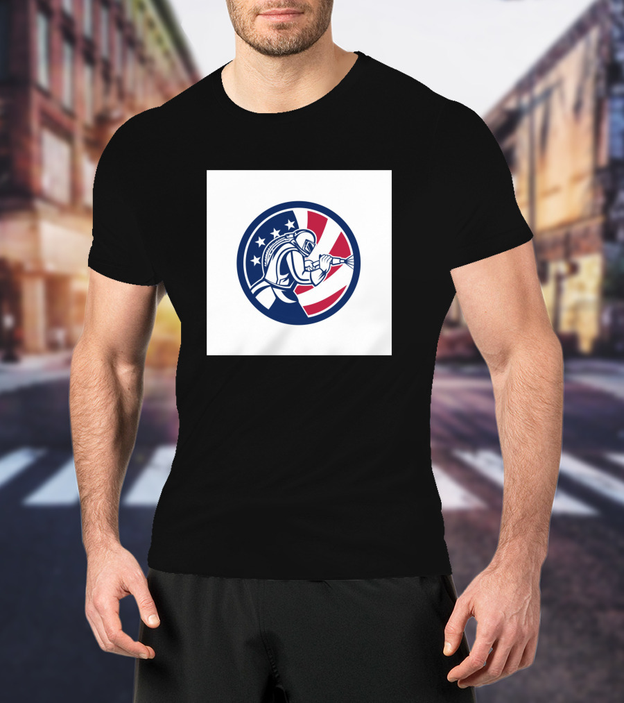 American Sandblaster Flag Circle Usa Abrasive Blasting T-Shirt