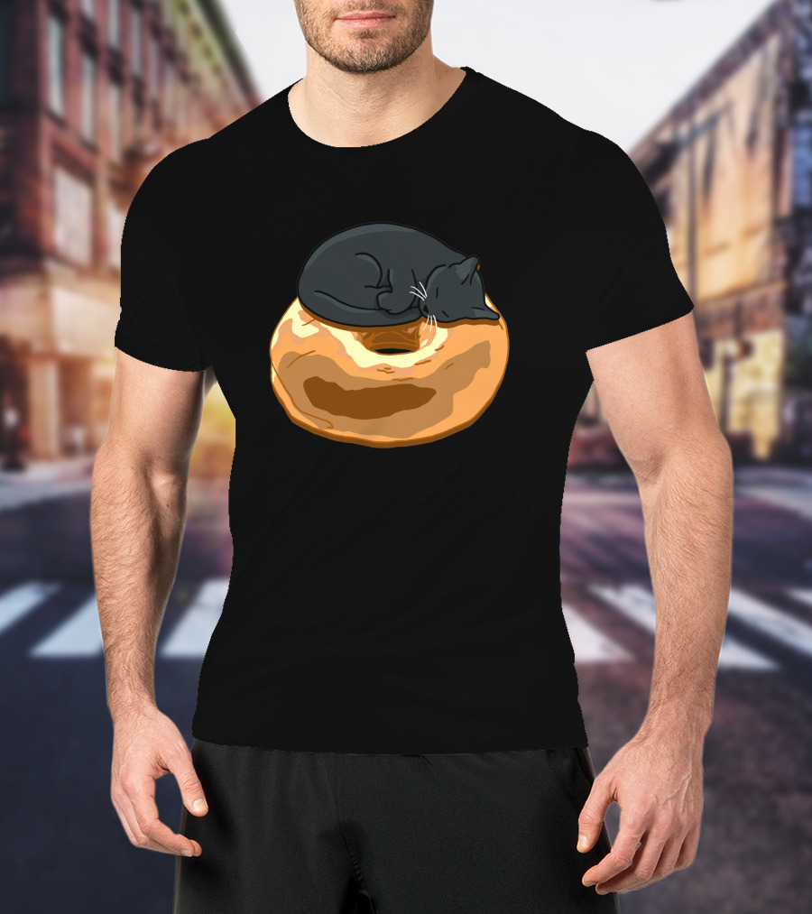 Bagel Cat Black Sleeping On Bagel 1230319 T-Shirt