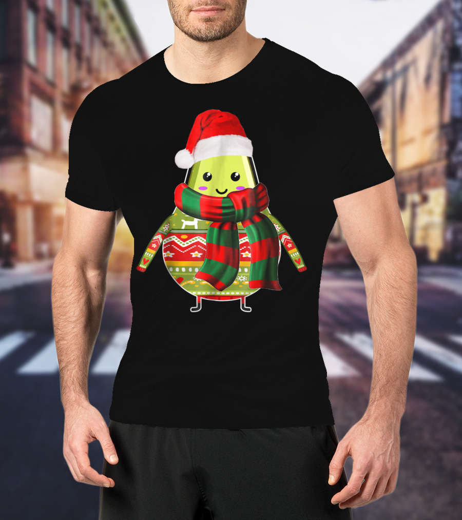 Avocado Ugly Christmas Cool Fruit Lover Santa Hat Holiday T-Shirt