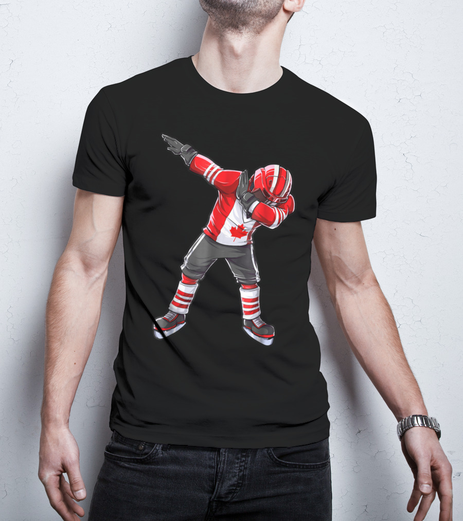 Dabbing Canada Flag Hockey Squad Boys Men Ice2 T-Shirt