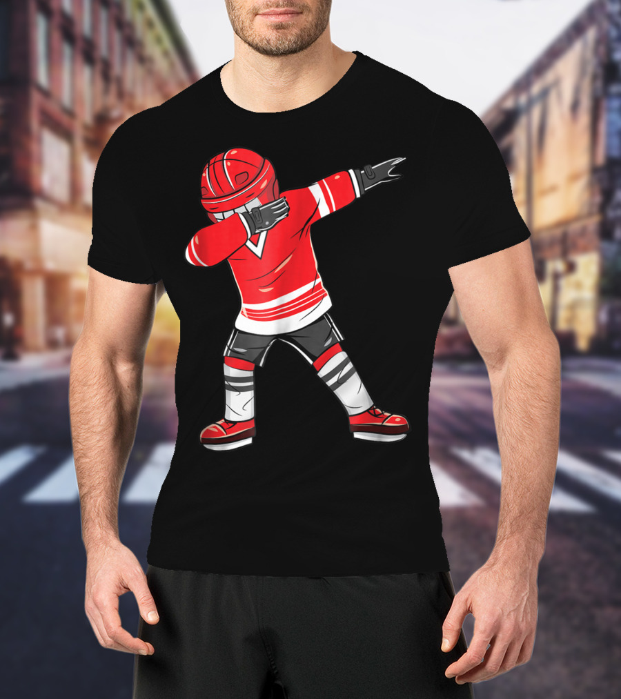 Dabbing Ice Hockey Funny Dab Squad Red Jersey T-Shirt