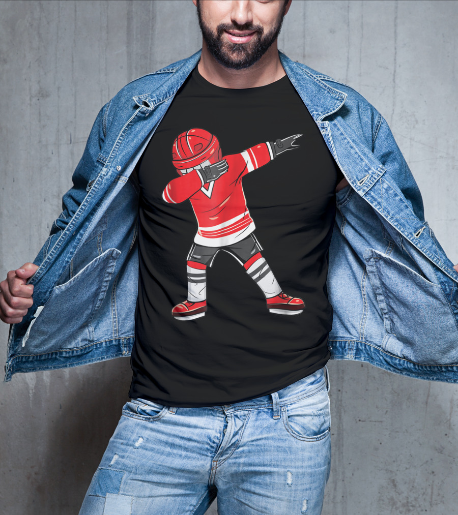 Dabbing Ice Hockey Funny Dab Squad Red Jersey T-Shirt