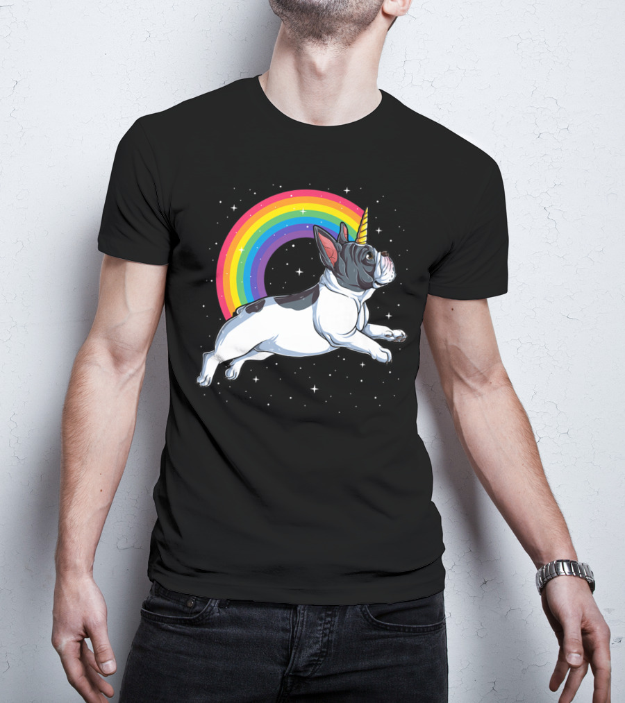 French Bulldog Unicorn Rainbow Galaxy Frenchicorn Kids Space Adventure T-Shirt