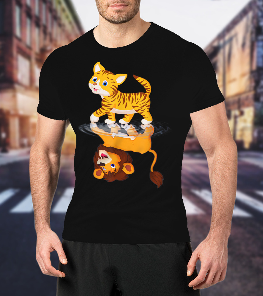 Funny Cat Lover Bengal Cat Reflection As Bengal Tiger T-Shirt