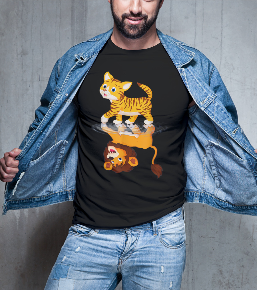 Funny Cat Lover Bengal Cat Reflection As Bengal Tiger T-Shirt