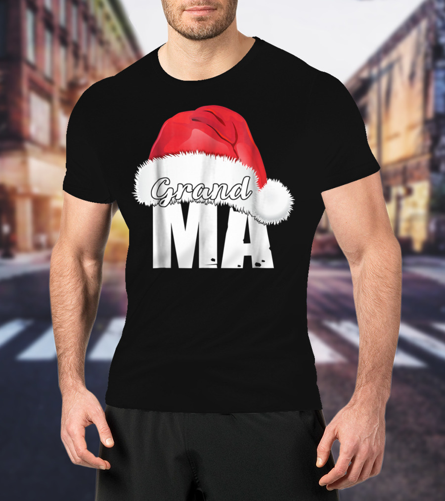 Grandma Christmas Santa Hat Family T-Shirt