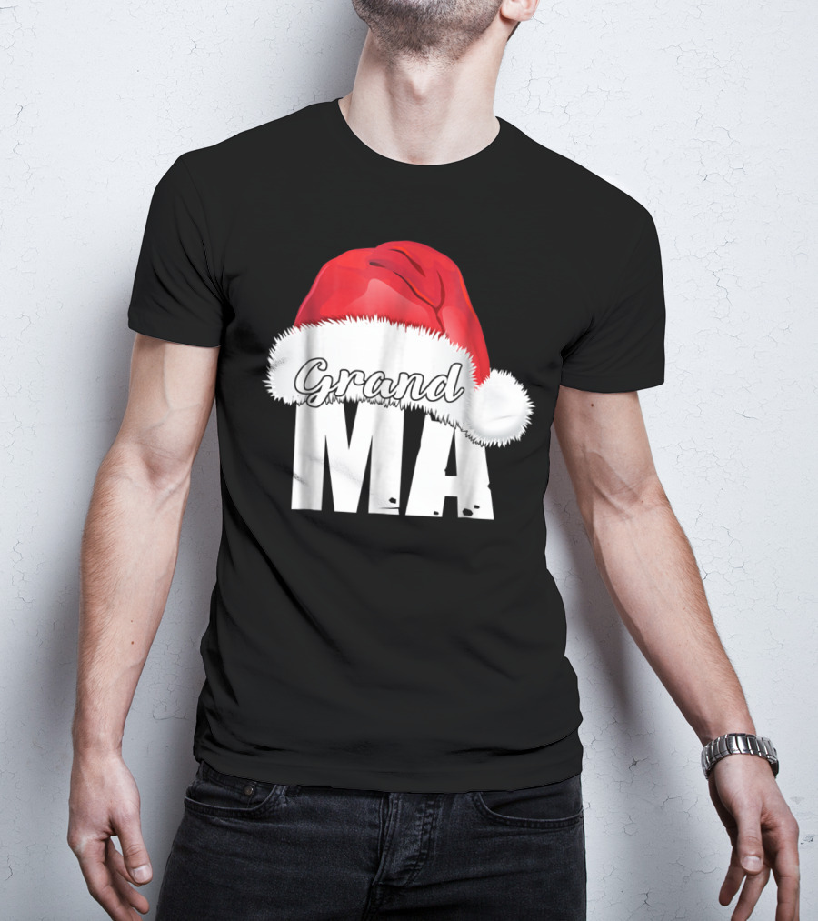 Grandma Christmas Santa Hat Family T-Shirt