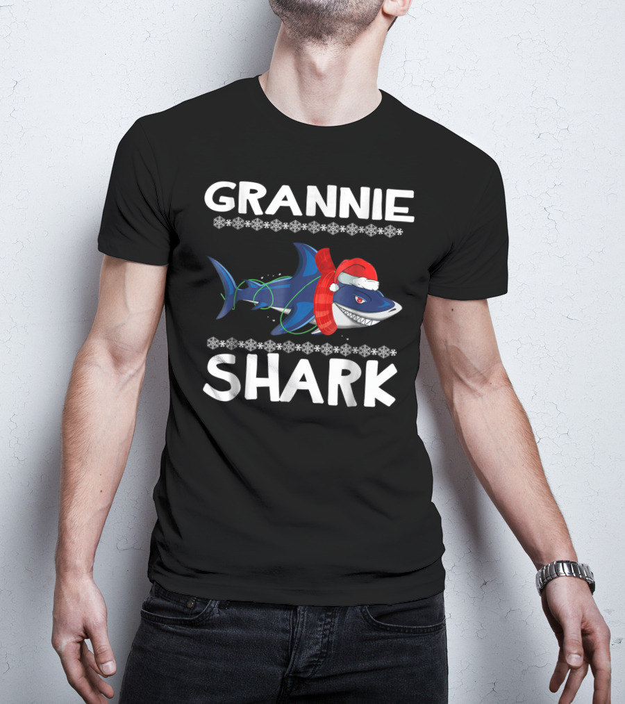 Grannie Shark Christmas Sweater With Santa Hat T-Shirt