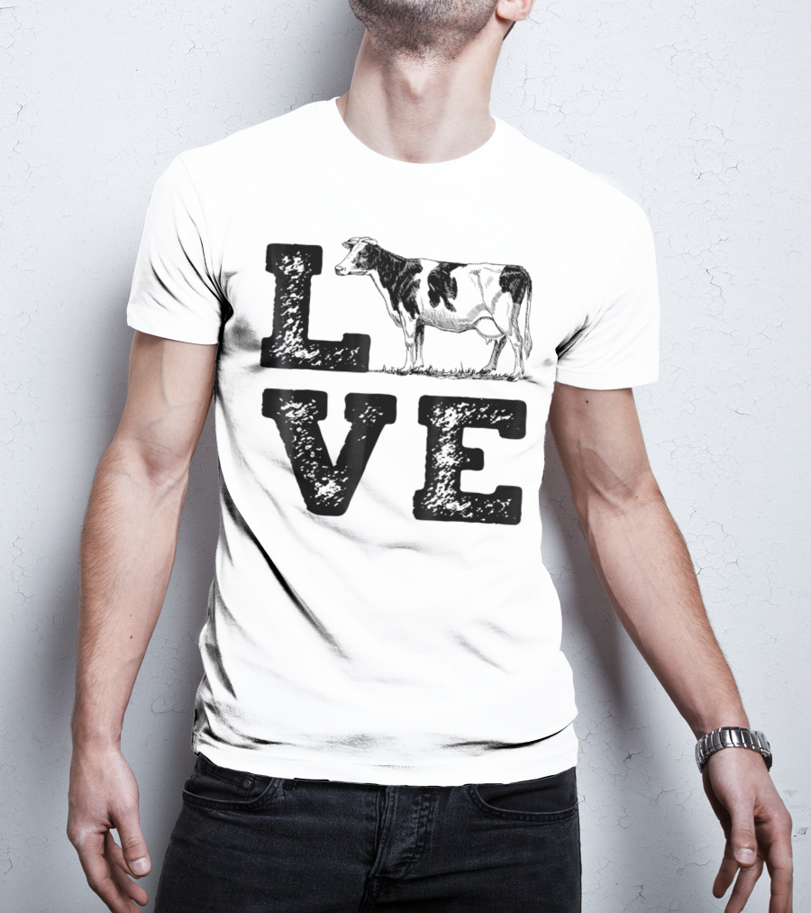 LOVE Cows Cow Lovers Farm Girls Women Farmer T-Shirt