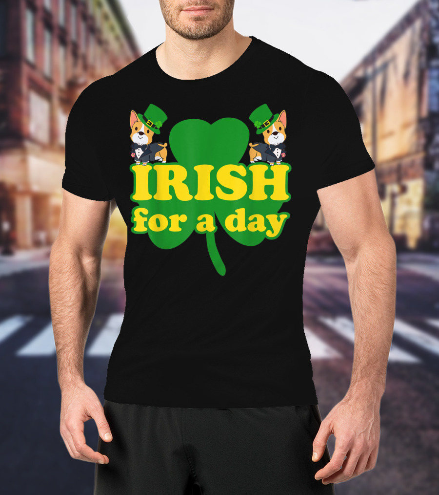 Irish For A Day Shamrock Pembroke Welsh Corgi T-Shirt