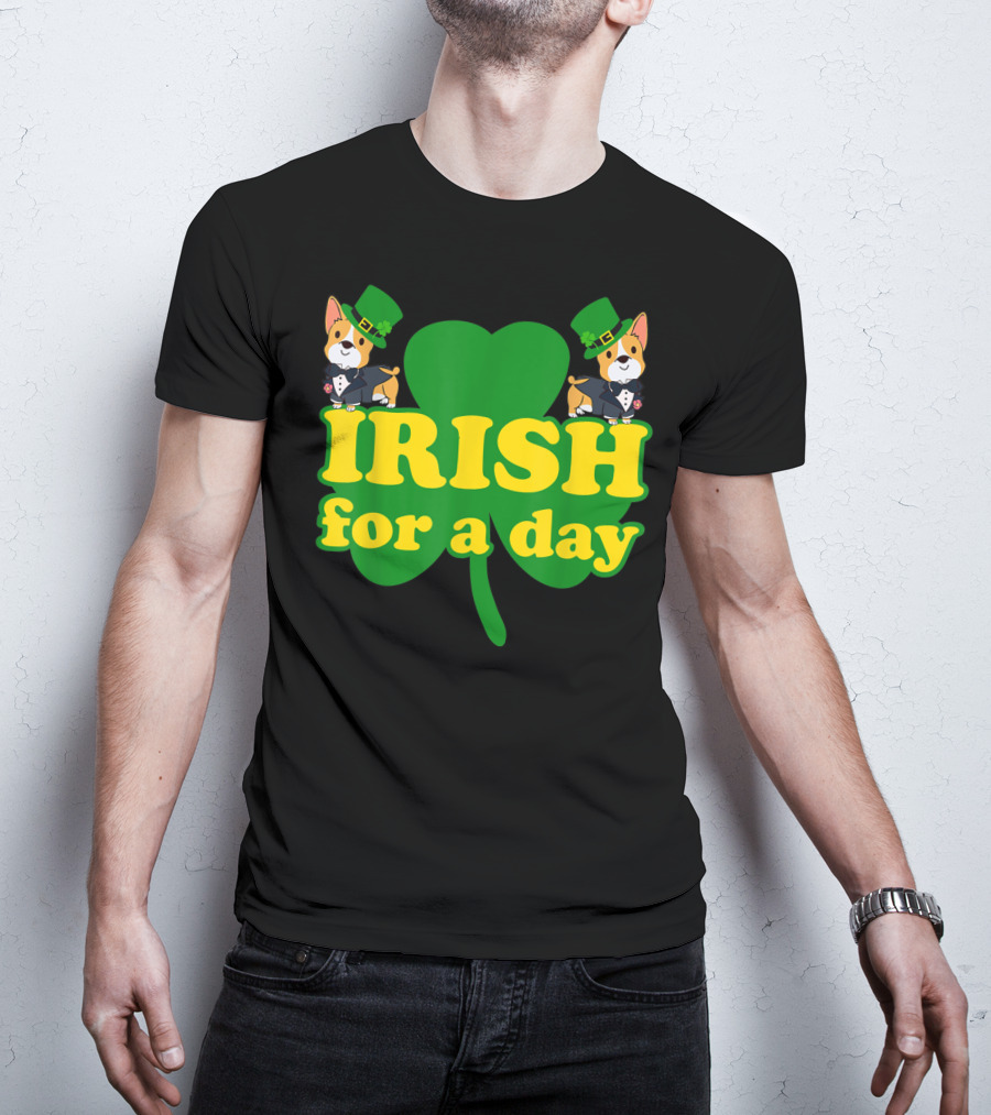 Irish For A Day Shamrock Pembroke Welsh Corgi T-Shirt