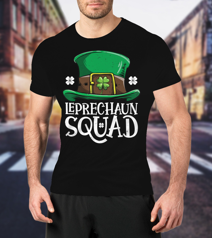 Leprechaun Squad St Patricks Day Costume12 Green Hat Clover Shamrock T-Shirt