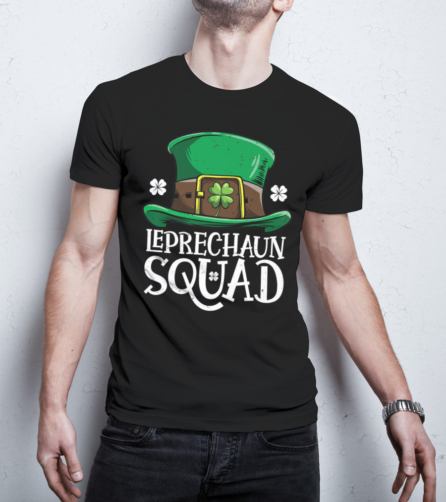 Leprechaun Squad St Patricks Day Costume12 Green Hat Clover Shamrock T-Shirt
