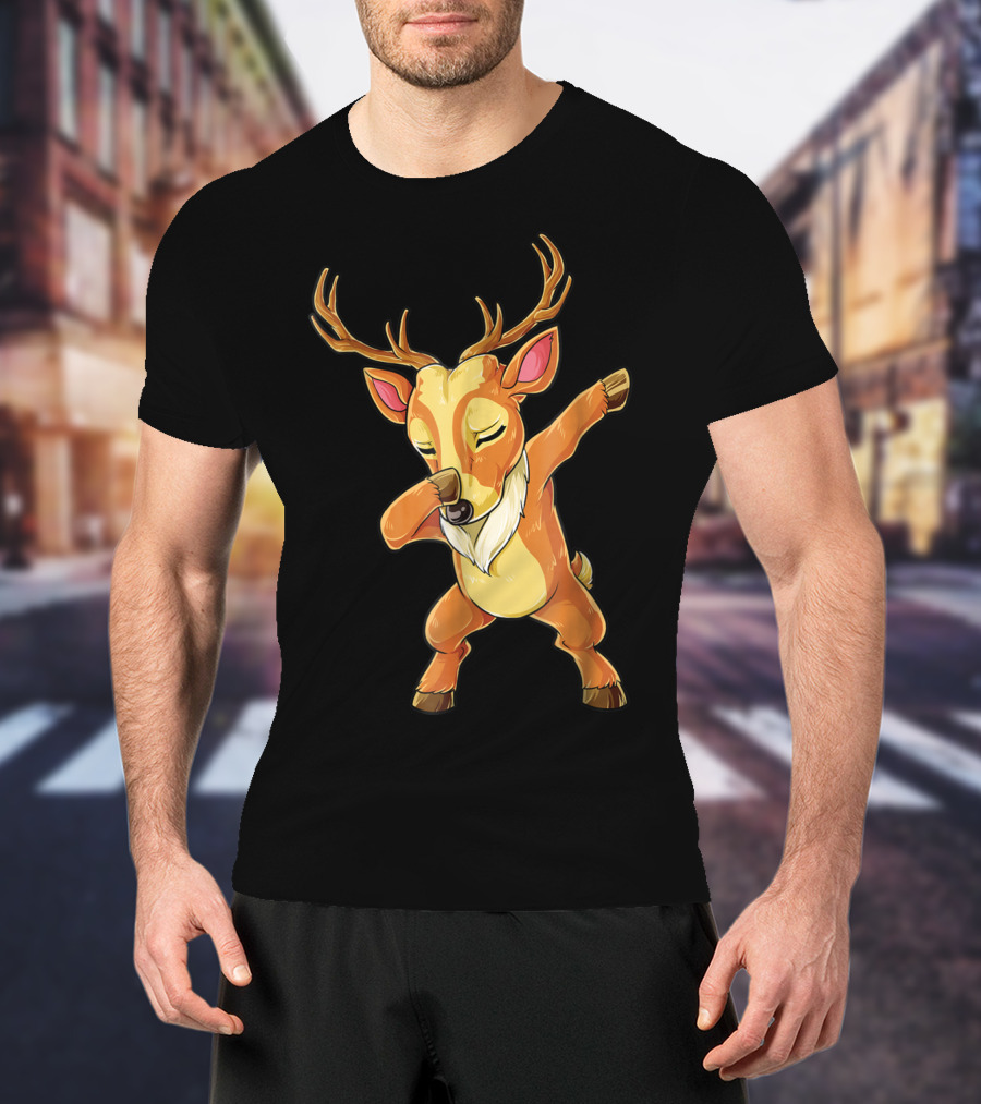 Christmas Reindeer Dabbing Boys Fun T-Shirt