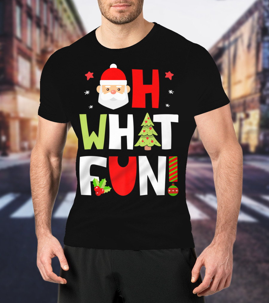 Christmas Kids Boys Oh What Fun Santa Xmas Tree T-Shirt