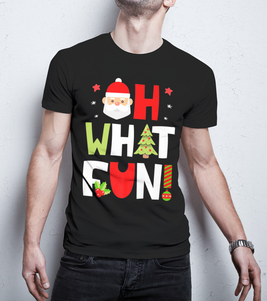Christmas Kids Boys Oh What Fun Santa Xmas Tree T-Shirt