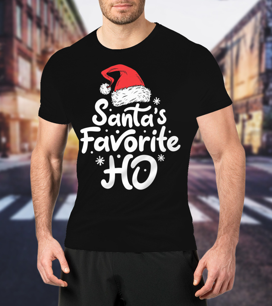 Santa's Favorite Ho Christmas Women Santa Hat T-Shirt