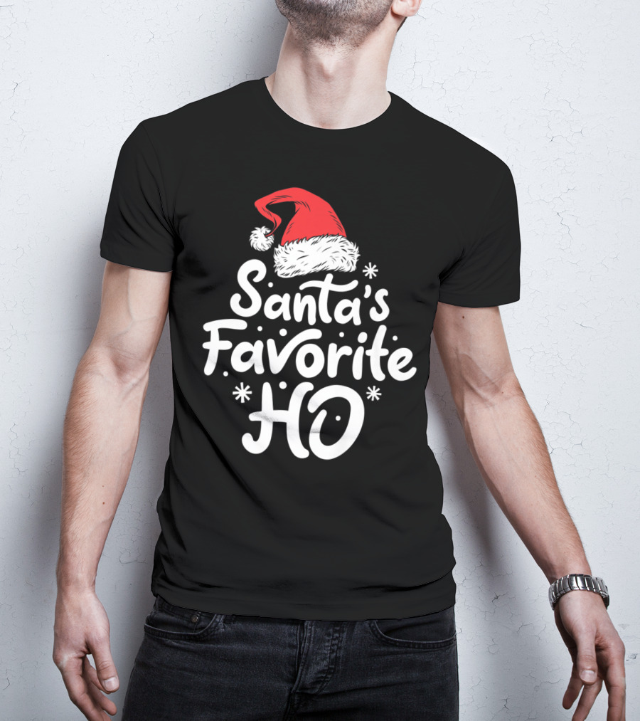 Santa's Favorite Ho Christmas Women Santa Hat T-Shirt