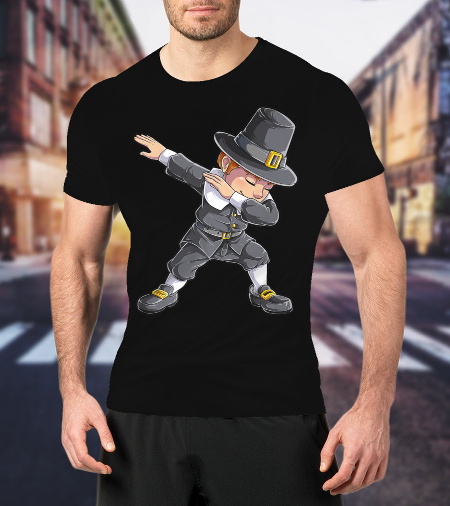 Thanksgiving Dabbing Pilgrim Boy Dab Pose T-Shirt