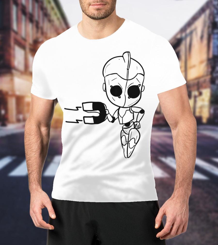 Valentines Couples Girl Her Him Girls Magnet Robot T-Shirt