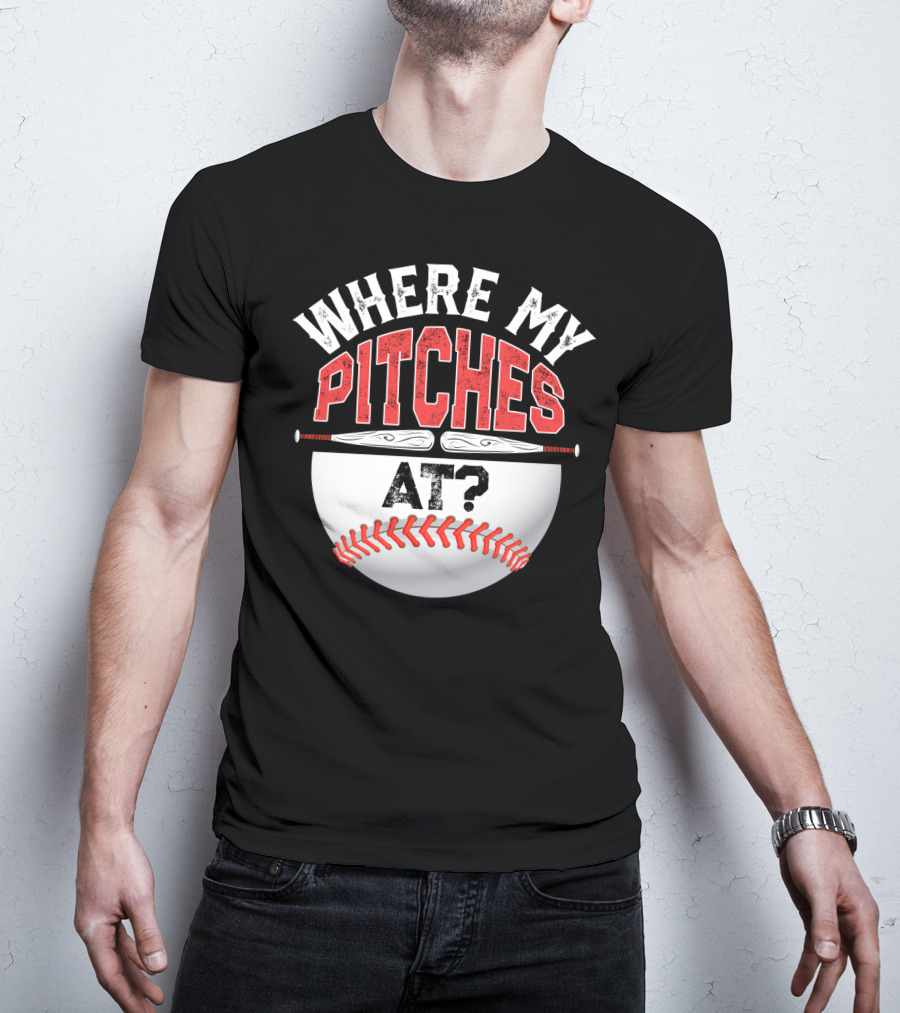 Where My Pitches At Baseball Kids11 Baseball T-Shirt