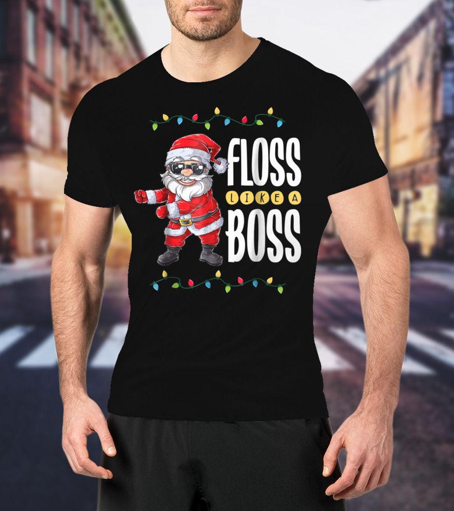 Christmas Santa Floss Like A Boss Flossing 8 Dance Lights T-Shirt