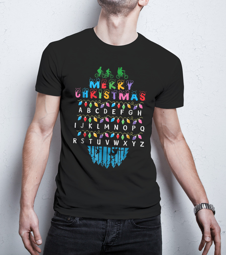 Merry Christmas Stranger Things Upside Down Alphabet Bike Lights T-Shirt