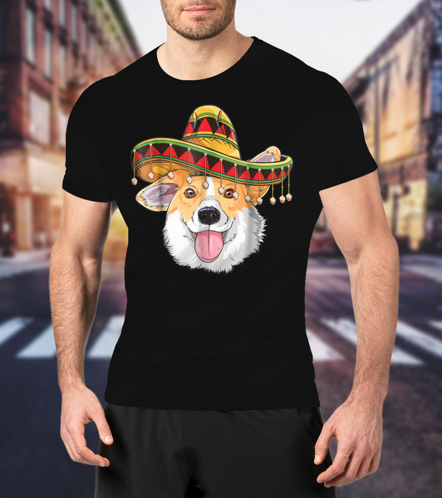 Cinco De Mayo Corgi Kids Boy Girl Sombrero Hat T-Shirt