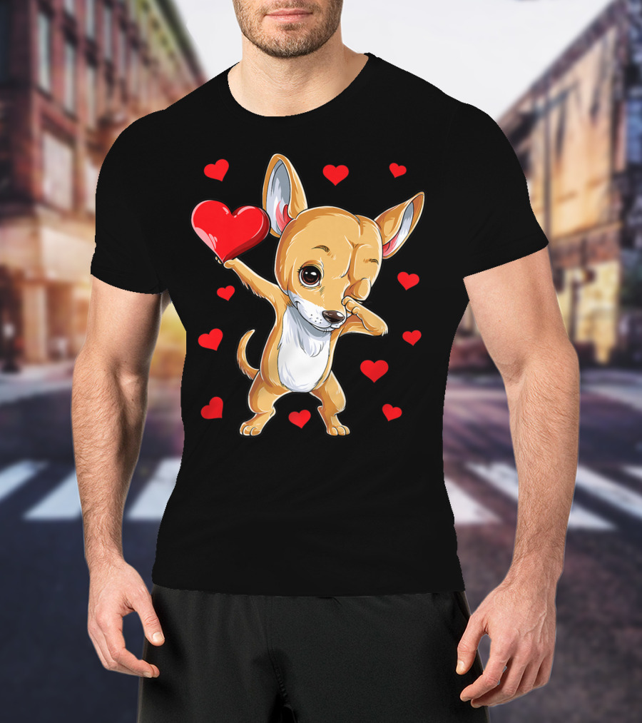 Dabbing Chihuahua Valentines Day Dog Lover Heart Boys4 T-Shirt
