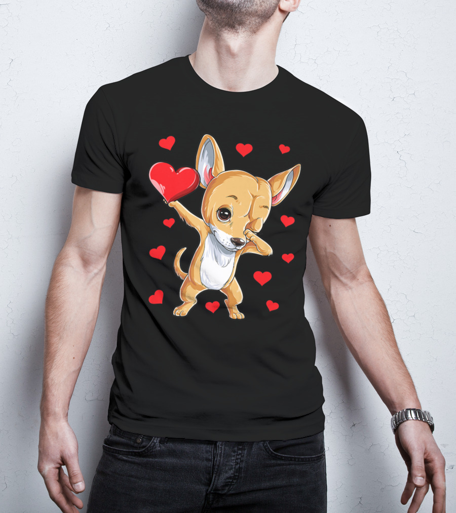 Dabbing Chihuahua Valentines Day Dog Lover Heart Boys4 T-Shirt