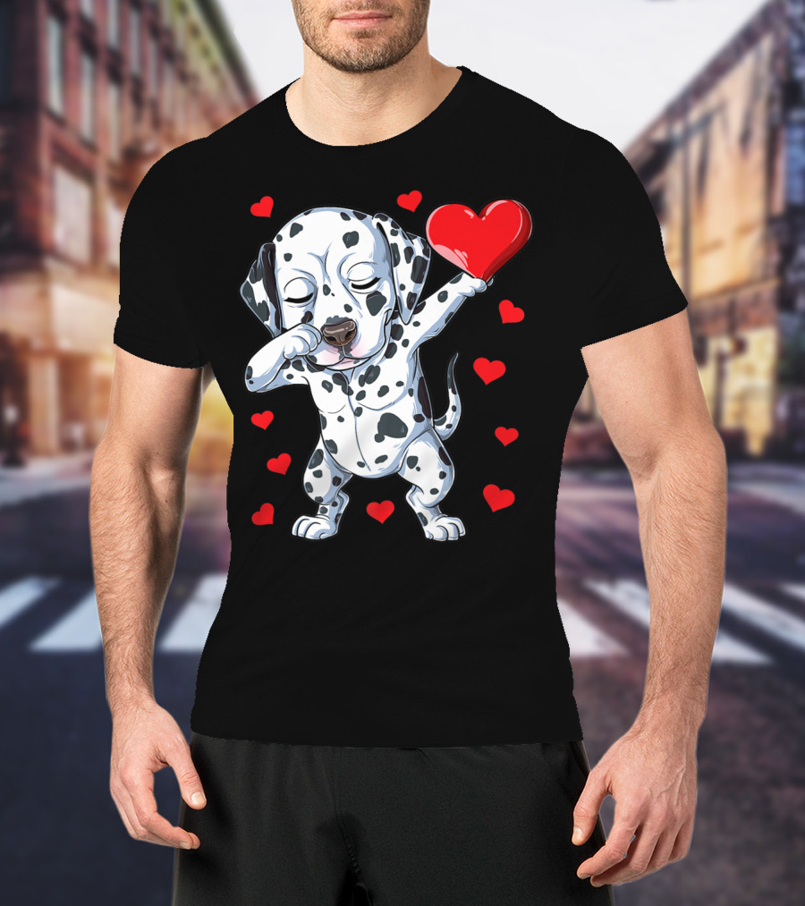 Dabbing Dalmatian Valentines Day Dog Lover Heart Boys1 T-Shirt