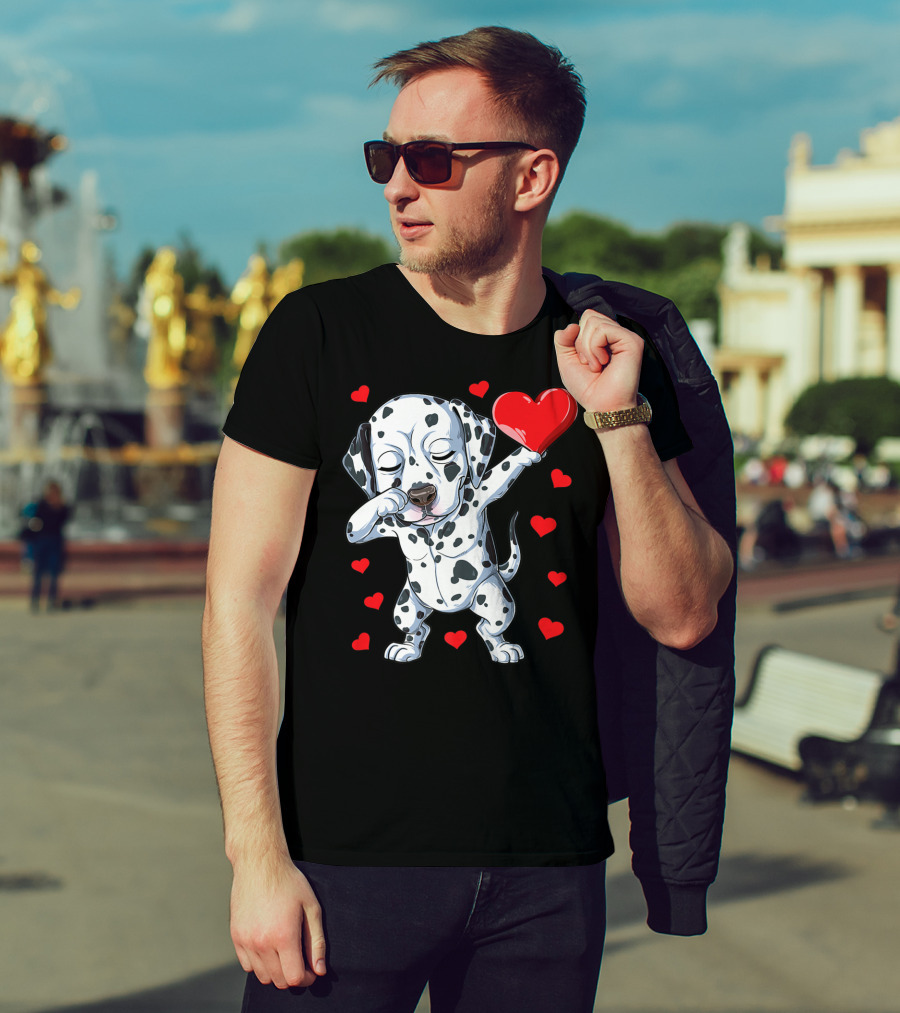 Dabbing Dalmatian Valentines Day Dog Lover Heart Boys1 T-Shirt