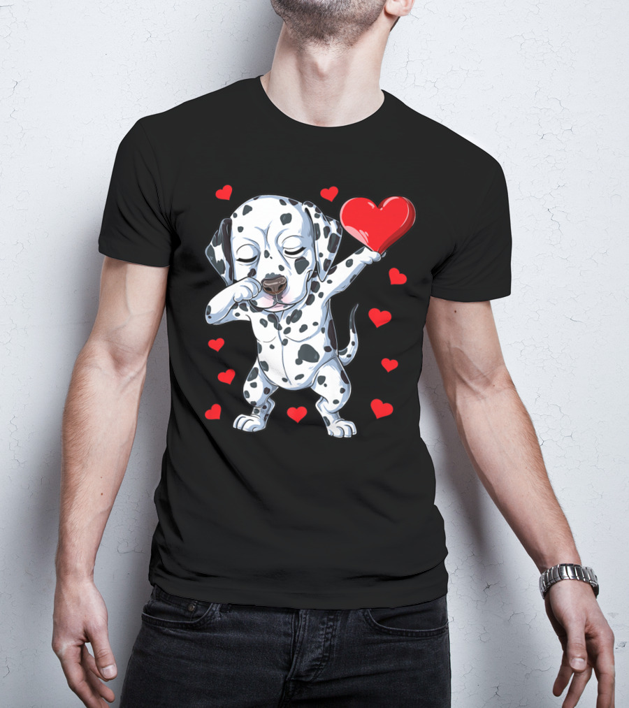 Dabbing Dalmatian Valentines Day Dog Lover Heart Boys1 T-Shirt
