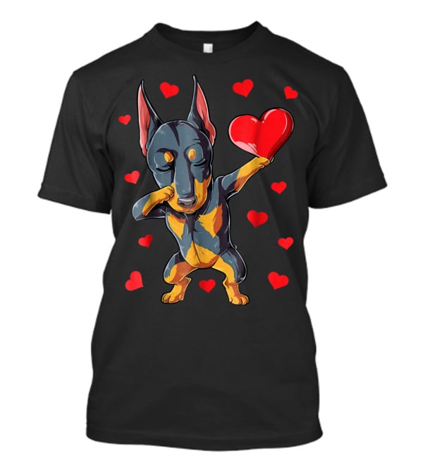 Dabbing Doberman Heart Valentine's Day Dog Lover Boys 9 T-Shirt