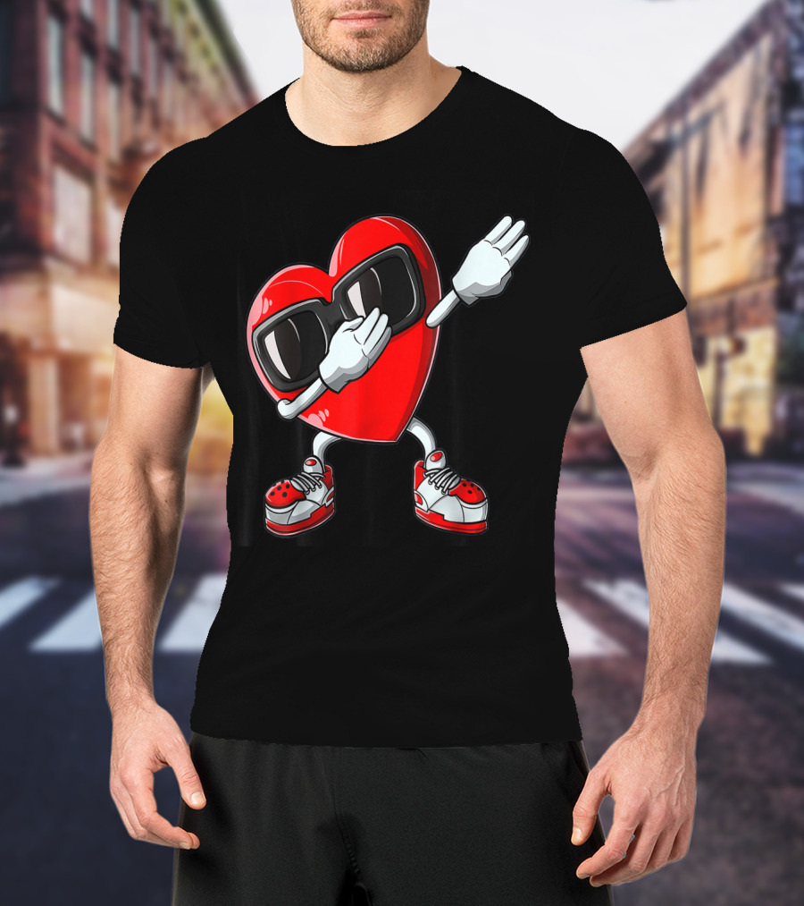 Dabbing Heart Valentines Day Love Funny19 Sunglasses Sneakers T-Shirt