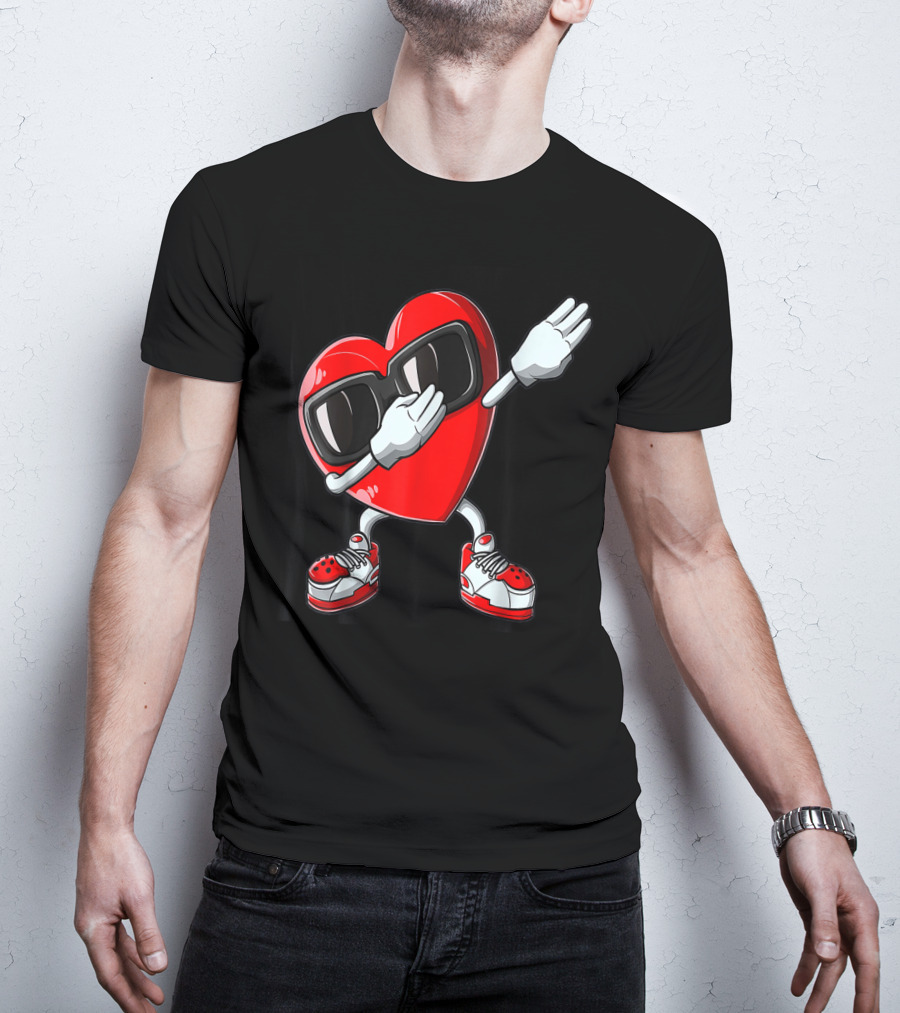 Dabbing Heart Valentines Day Love Funny19 Sunglasses Sneakers T-Shirt
