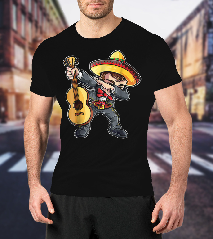 Dabbing Mariachi Guitar Cinco De Mayo Dab Men Kids Sombrero T-Shirt