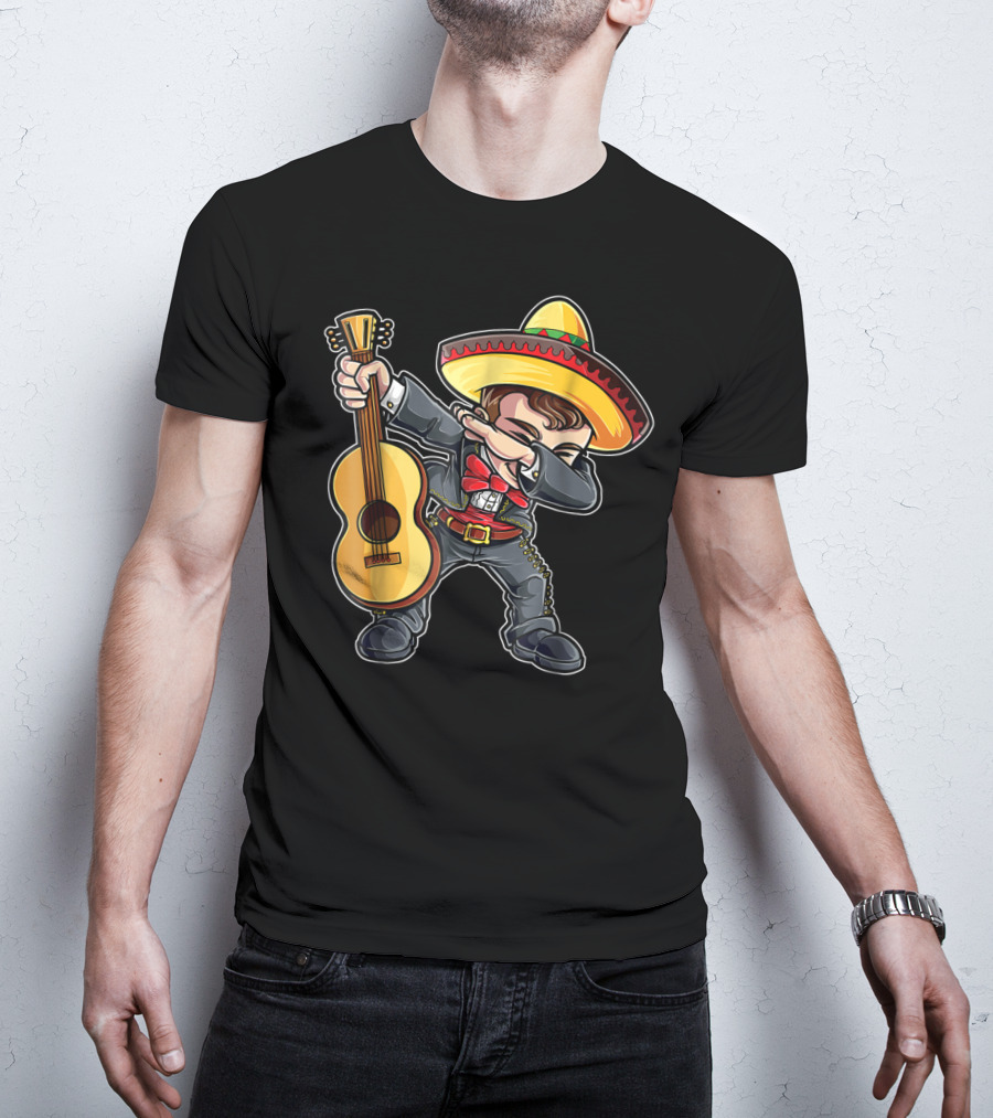 Dabbing Mariachi Guitar Cinco De Mayo Dab Men Kids Sombrero T-Shirt