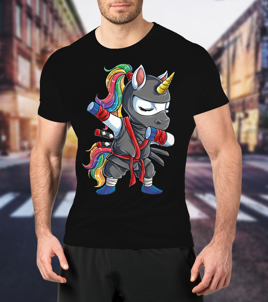 Dabbing Ninja Unicorn Rainbow Martial Arts Women T-Shirt