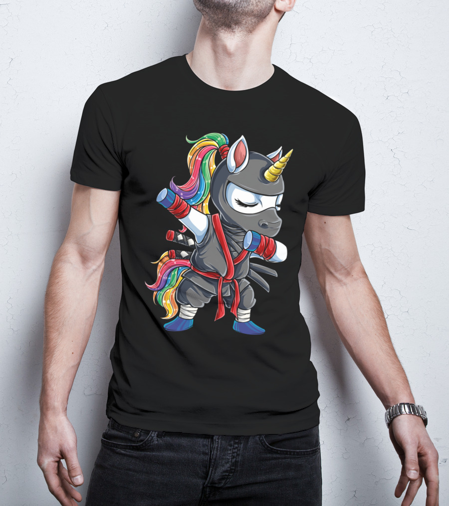 Dabbing Ninja Unicorn Rainbow Martial Arts Women T-Shirt