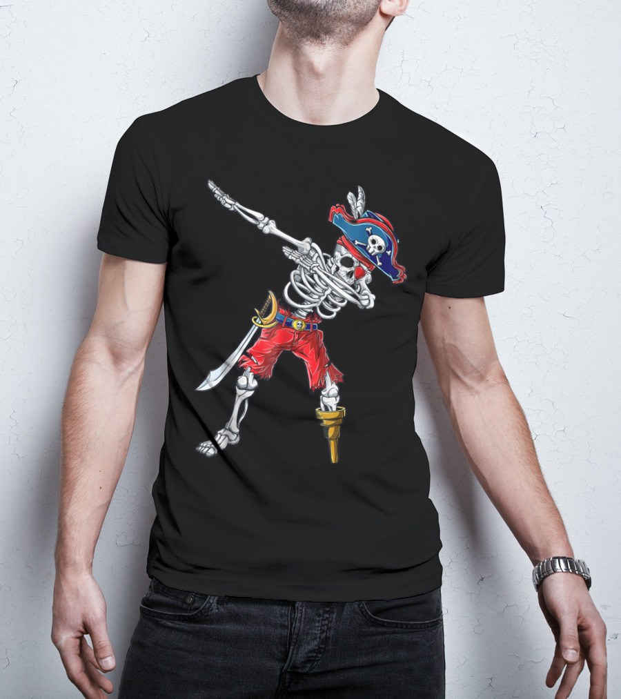 Dabbing Skeleton Pirate With Tricorn Hat And Cutlass T-Shirt