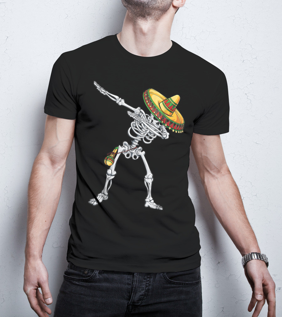 Skeleton Dabbing Sombrero Cinco De Mayo T-Shirt